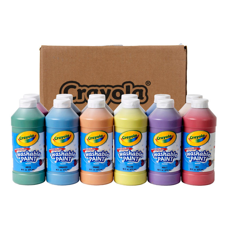 12/PK ASSORT 16OZ WASHABLE PAINT CRAYOLA