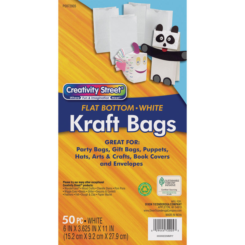 WHITE KRAFT BAG 50PK 6 X 3-5/8 X 11