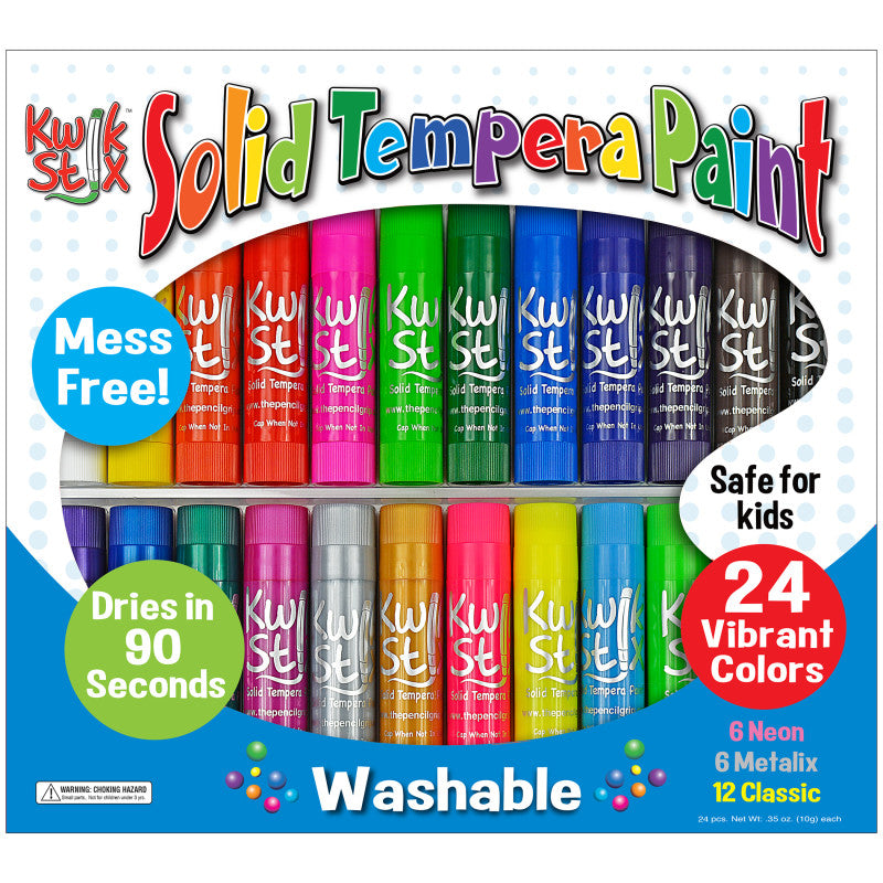 KWIK STIX 24 PACK 12 CLASSIC 6 NEON AND 6 METALLIC COLORS